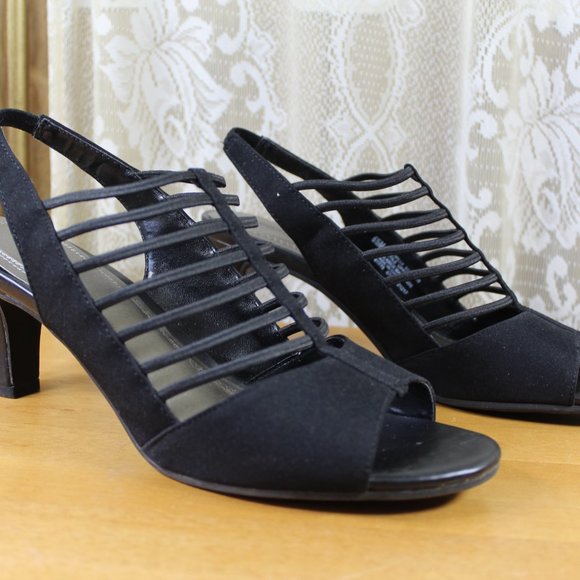 east 5th Women's Neville Heeled  Black Sandals Dress Shoes - Picture 3 of 7